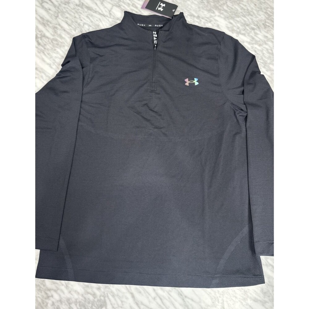 Under Armour Black rush Vanish Elite Seamless 1/4 Zip Long Sleeve jersey Men L